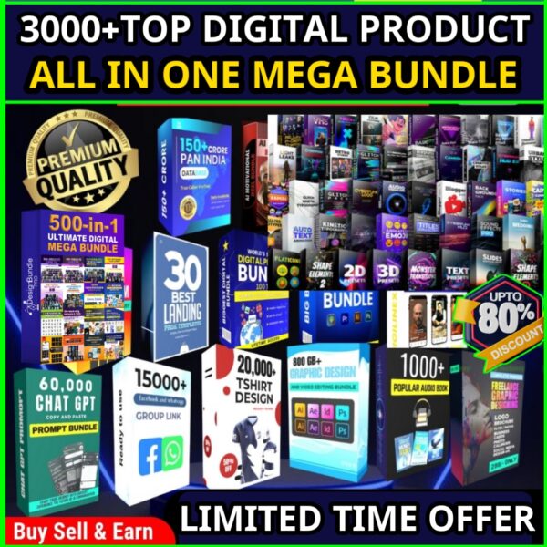 3000+ Digital Products Mega Bundle β All-in-One